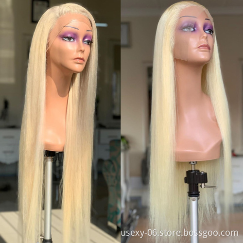 Wholesale bundle 613 hd lace wigs vendor virgin brazilian hair blonde lace front wig human hair 613 deep wave frontal wig